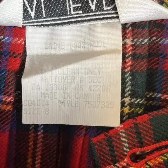 VTG Aljean 100% Wool Pleated Kilt Wrap Size 8 Midi Long Skirt Midi Canada Red - Picture 9 of 10